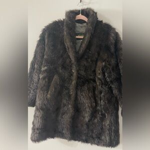Weather Breaker  Vintage Women's Black Faux Fur Coat